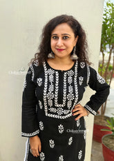 Aalia Cotton Black Chikankari Kurti
